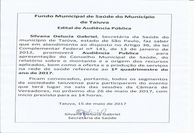Edital de audiência pública 